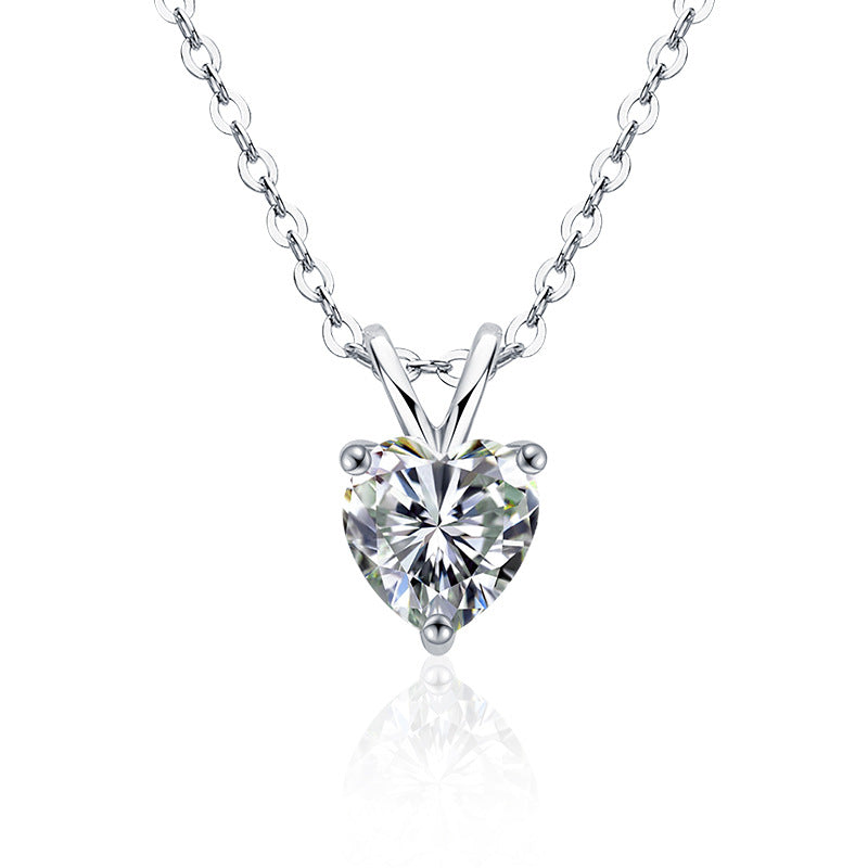S925 Sterling Silver Moissanite Heart-Shaped Necklace