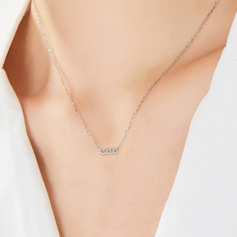 S925 Sterling Silver Three Stone Moissanite Necklace