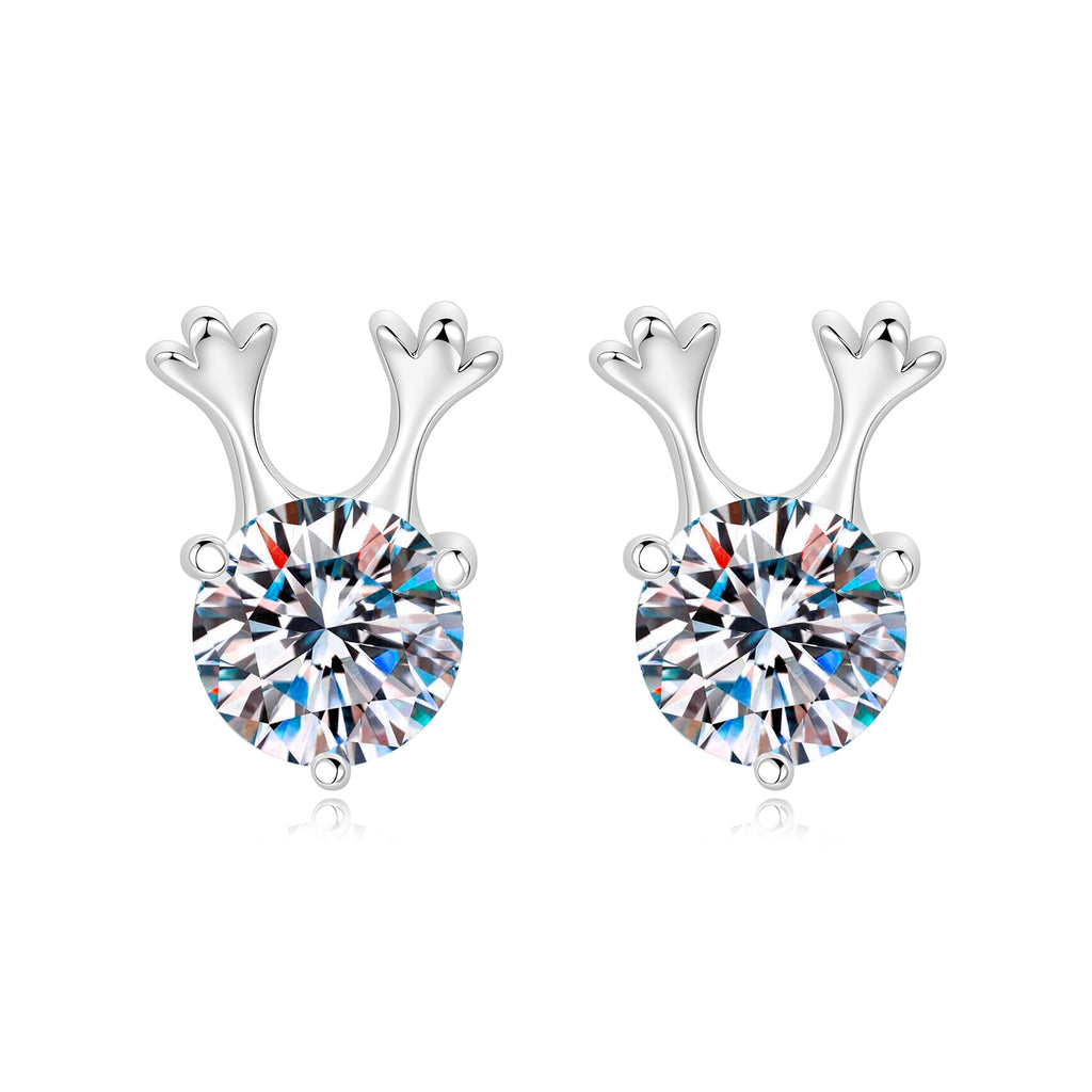 S925 Sterling Silver Moissanite Antler Stud Earrings