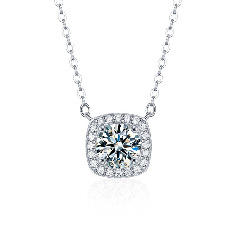S925 Sterling Silver Moissanite Four-prong Necklace