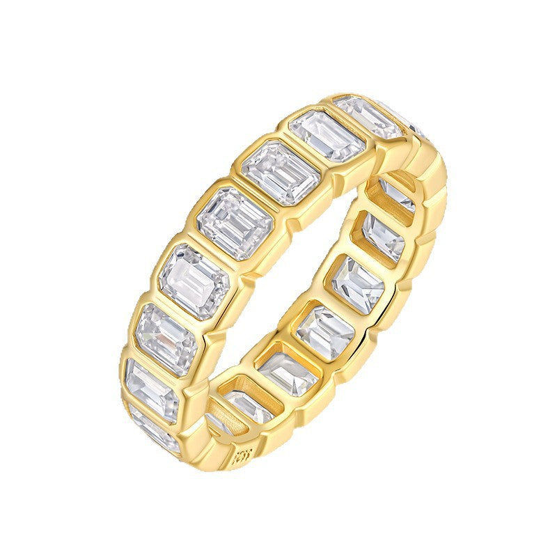 S925 Silver Gold-Tone Moissanite Ring