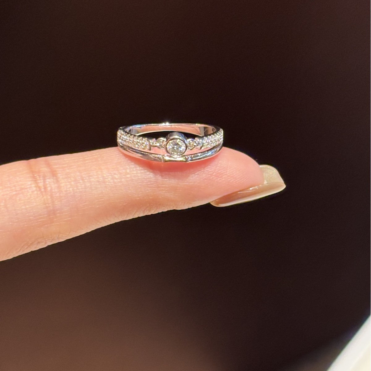 S925 Sterling Silver Moissanite Diamond Ring (PT950 Platinum Plated)
