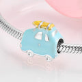 S925 Sterling Silver Blue Cartoon Car Shape Pendant