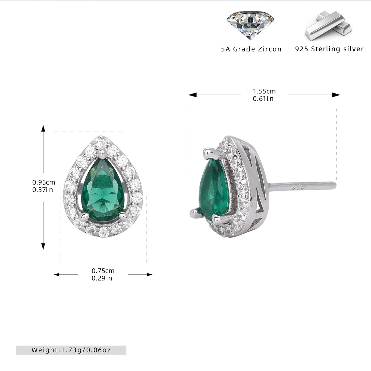European and American style double-layer zircon earrings and light luxury zircon necklace