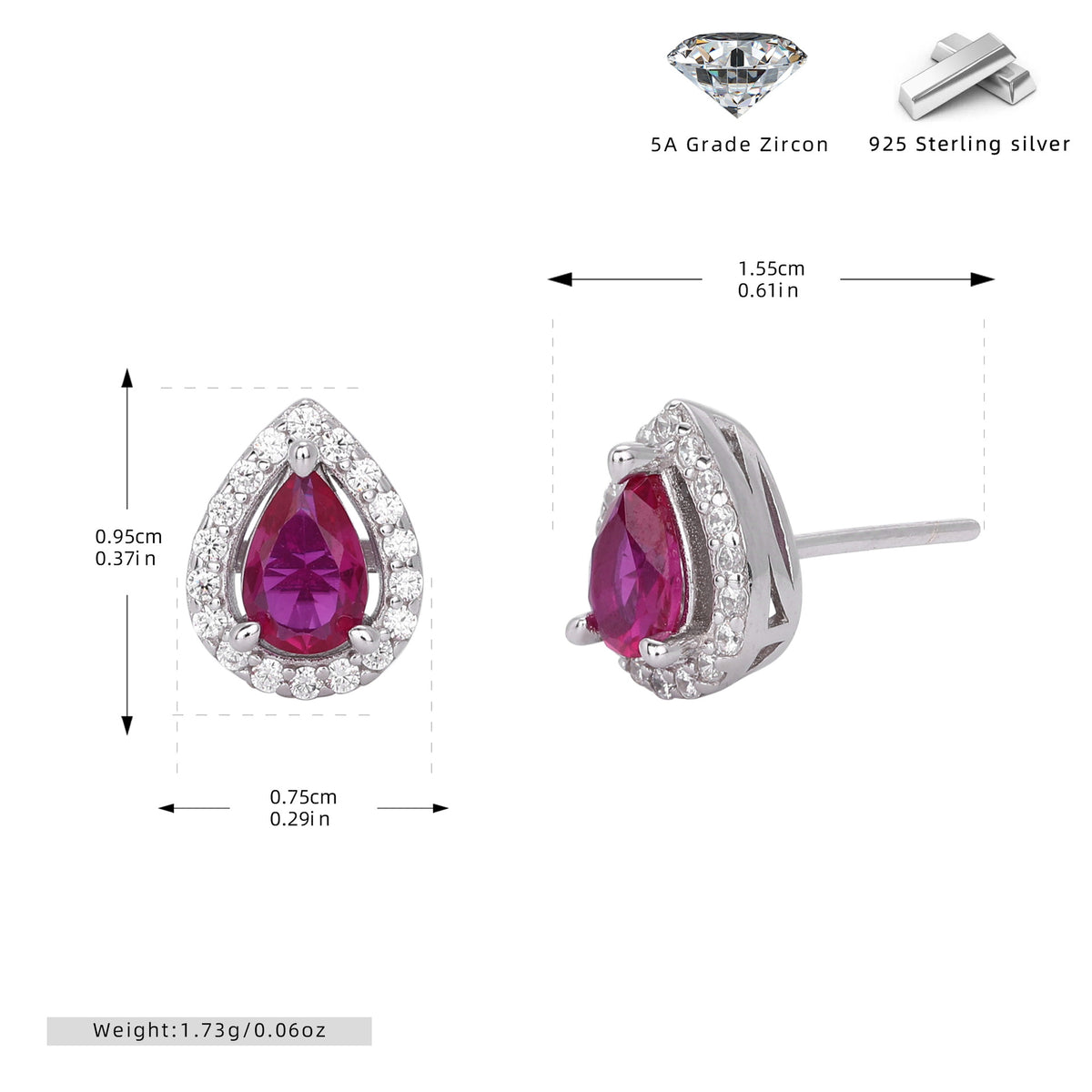 European and American style double-layer zircon earrings and light luxury zircon necklace