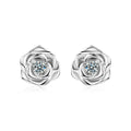 Moissanite rose earrings, S925 sterling silver, elegant and understated luxury.