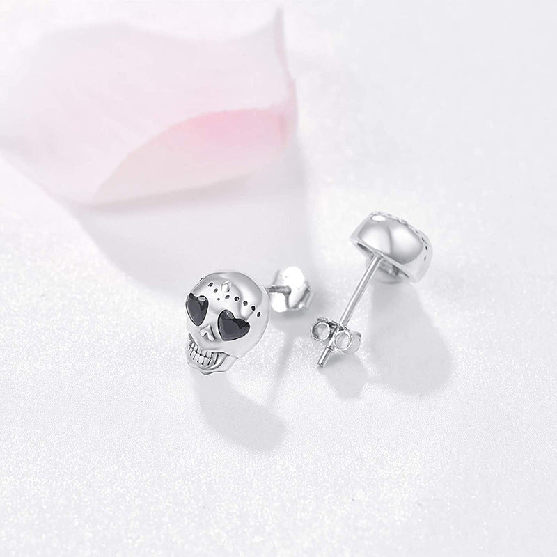 S925 Sterling Silver Halloween Skull Stud Earrings