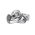 S925 Sterling Silver Halloween Distressed Skull and Skeleton Ring