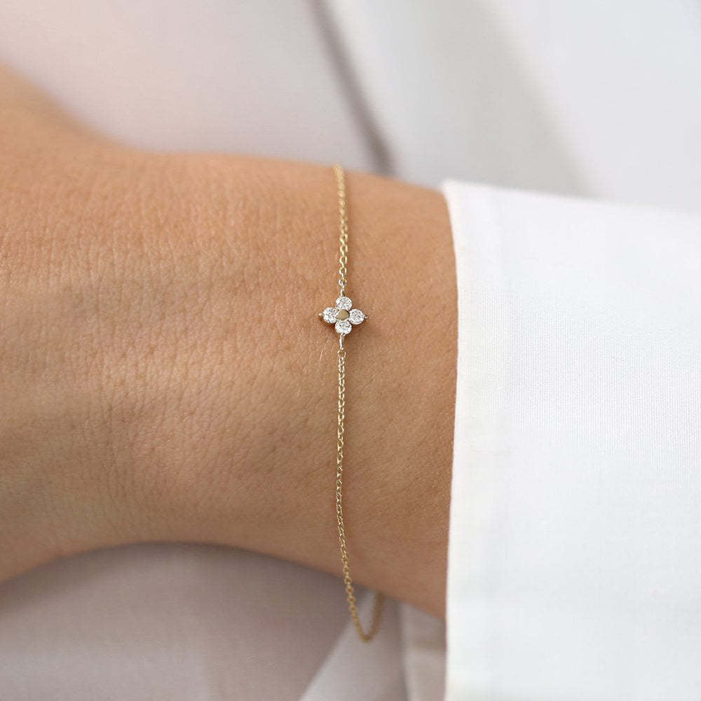 S925 Sterling Silver Four Leaf Clover Zircon Inlaid Bracelet