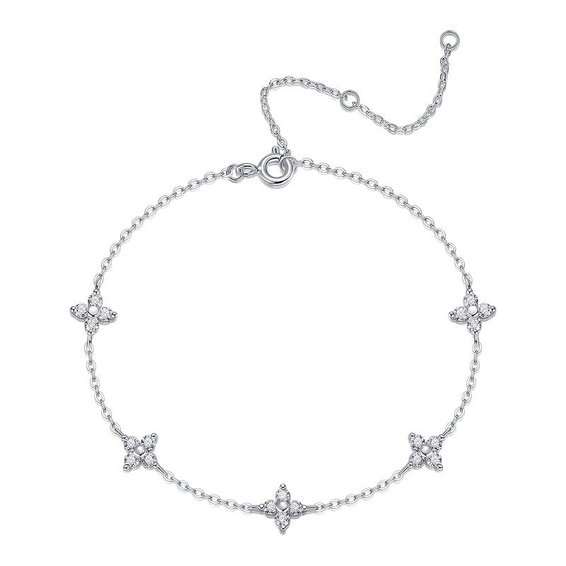 S925 Silver Moissanite Five-Flower Bracelet
