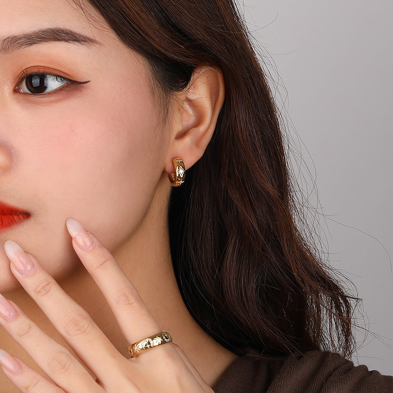 S925 Sterling Silver Hoop Earrings with Zirconia