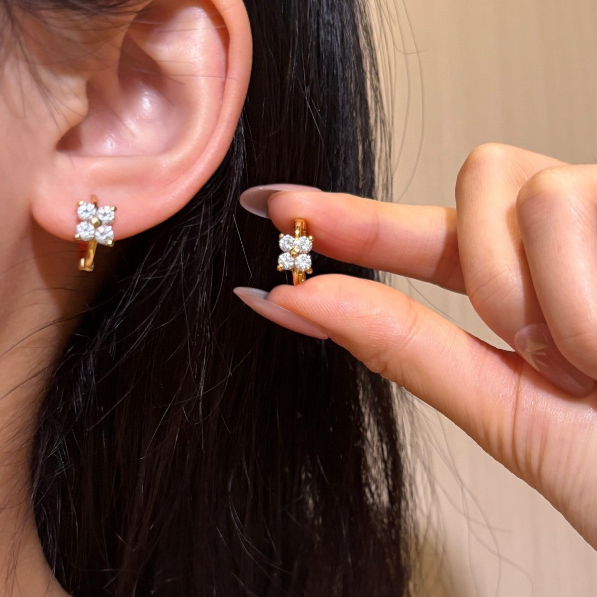 S925 Sterling Silver Moissanite Four-Leaf Clover Earrings