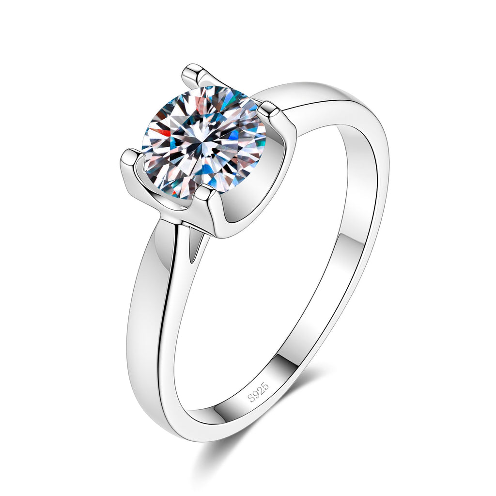 S925 Sterling Silver "Bull's Head" Setting Ring with Colorful Moissanite