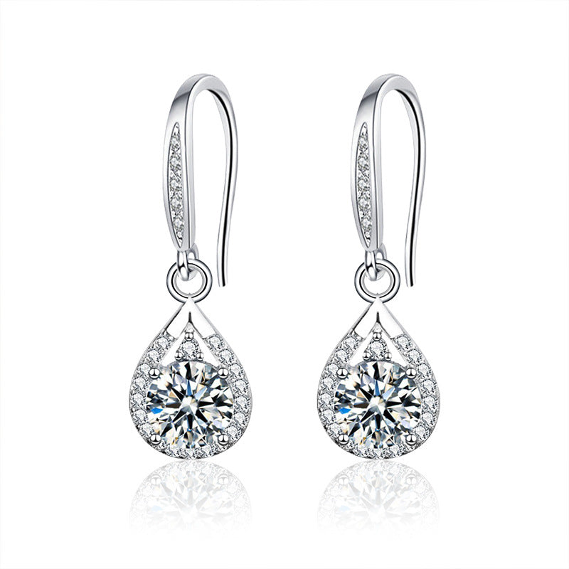 925 Sterling Silver Teardrop Earrings — Premium-Look Moissanite Studs for Women