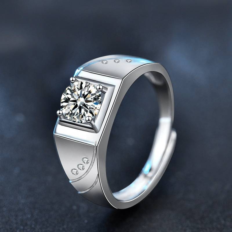 S925 Sterling Silver Moissanite Stars & Ocean Couple Ring