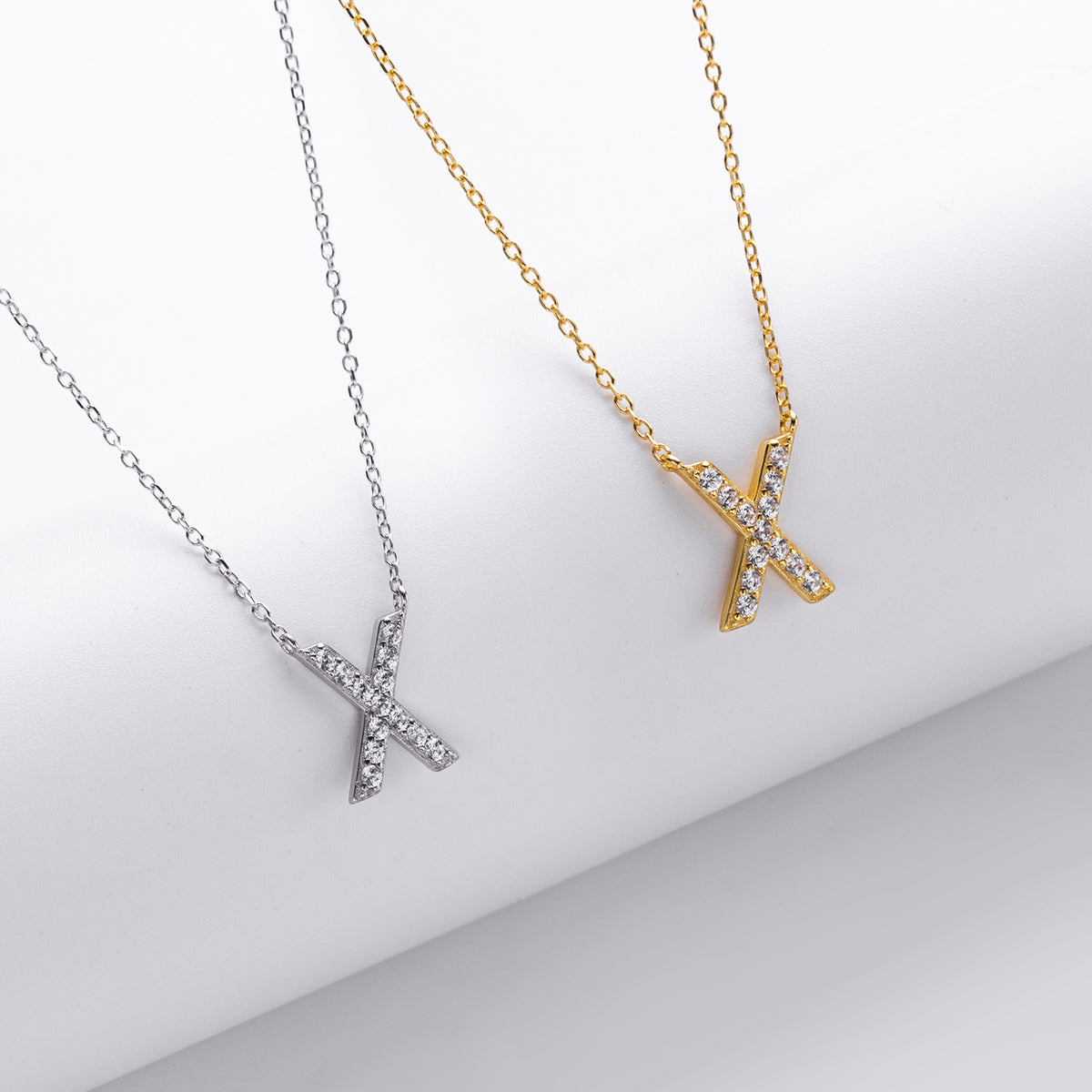 S925 Sterling Silver Simple Diamond Necklace with English Letters