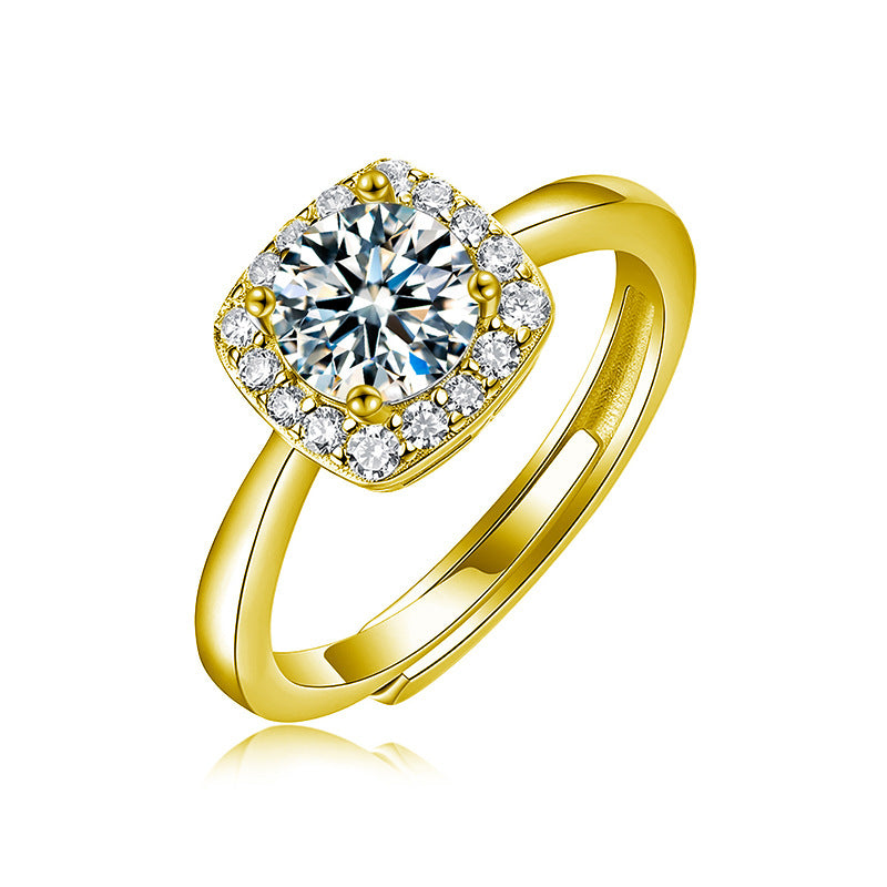 S925 Sterling Silver Moissanite Sugar Cube Ring