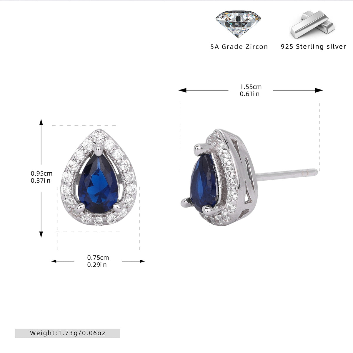 European and American style double-layer zircon earrings and light luxury zircon necklace