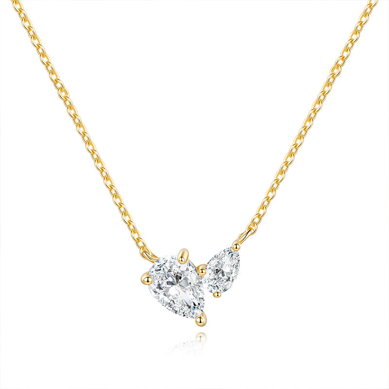 S925 sterling silver pear moissanite necklace with water droplets