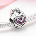 S925 Sterling Silver Heart Bead Purple Zircon Pendant