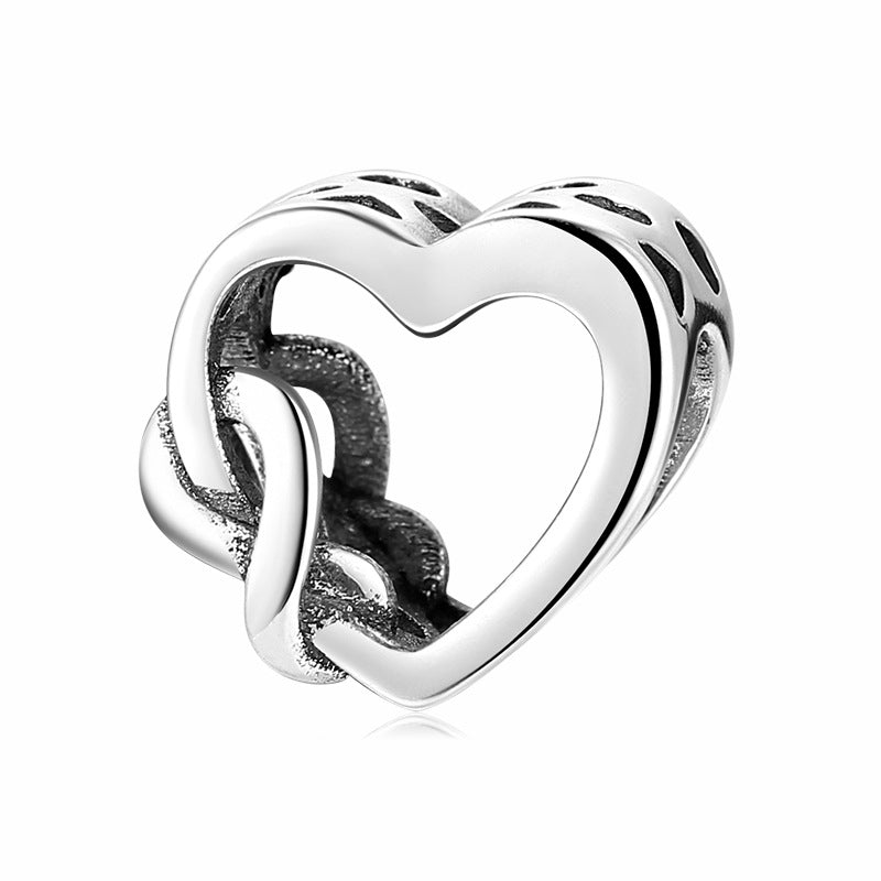 S925 Sterling Silver Loving Heart Infinite Knot Beaded Pendant