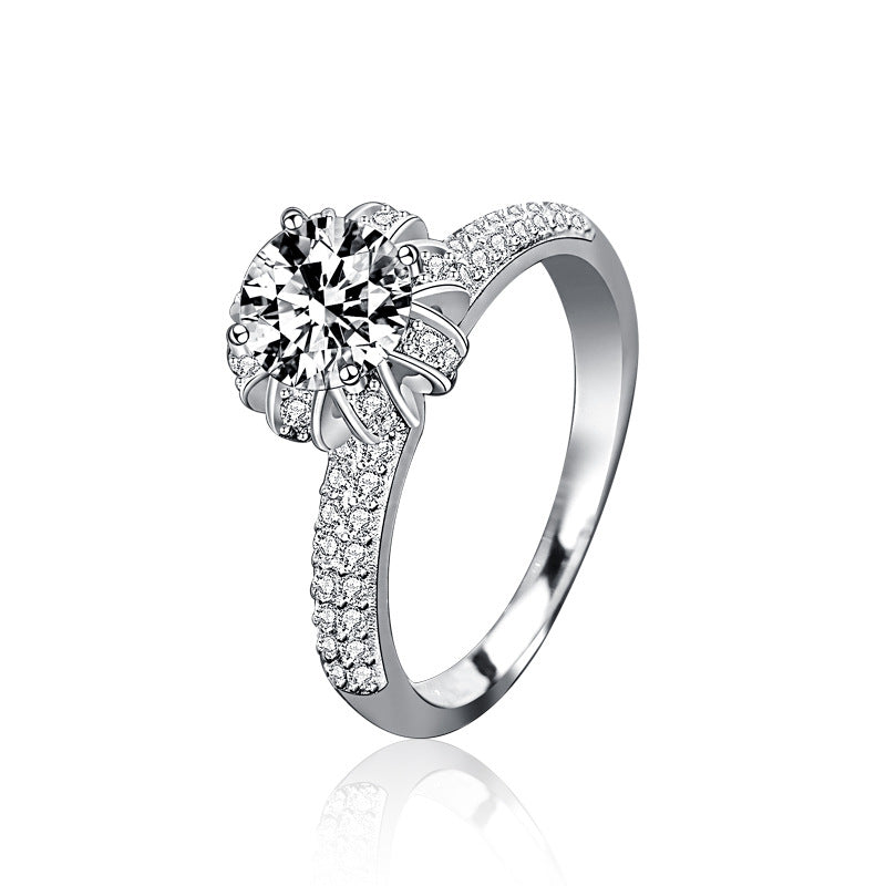 S925 Sterling Silver “Rose Fountain” Moissanite Ring