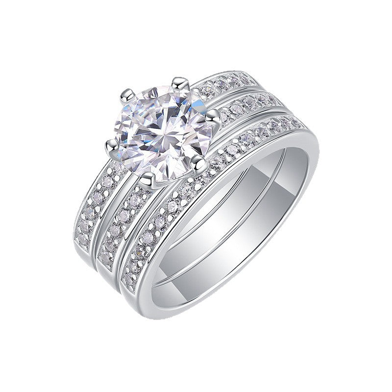 S925 Silver Moissanite Dual-Use Stackable Ring