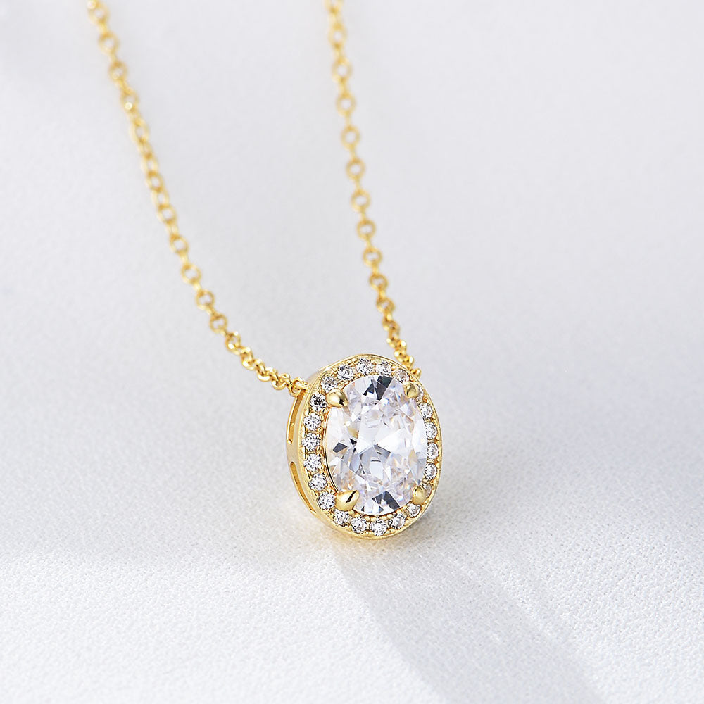 S925 Sterling Silver Oval Micro Inlaid Zircon Necklace