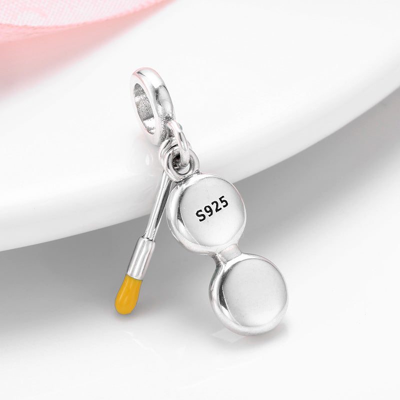 S925 Sterling Silver Cosmetics Powder Inlaid Zircon Pendant
