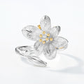 S925 Sterling Silver Gold-Plated Flower Zircon Ring