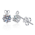 925 Sterling Silver Heart-Shaped Six-Prong Moissanite Earrings