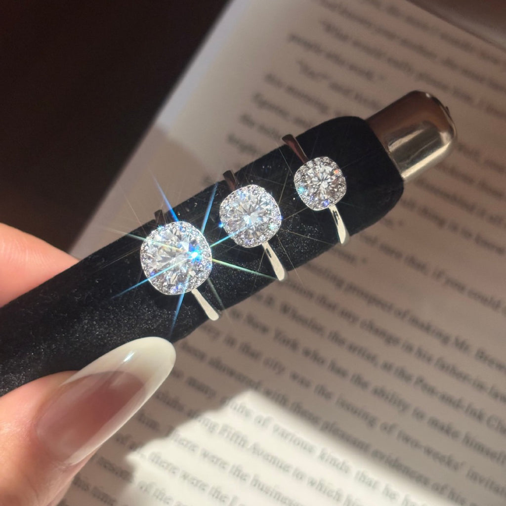 S925 Silver Square-Cut Moissanite Ring