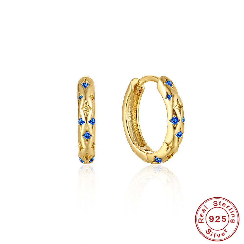 925 Sterling Silver Star Hoop Earrings