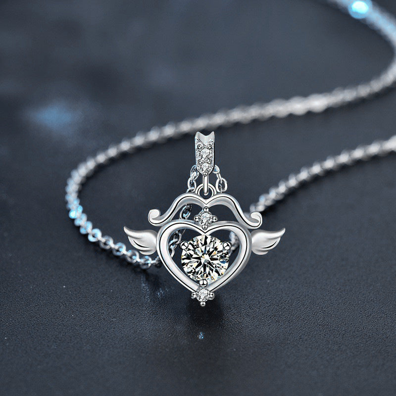 S925 Sterling Silver Moissanite the Arrow of Love Necklace