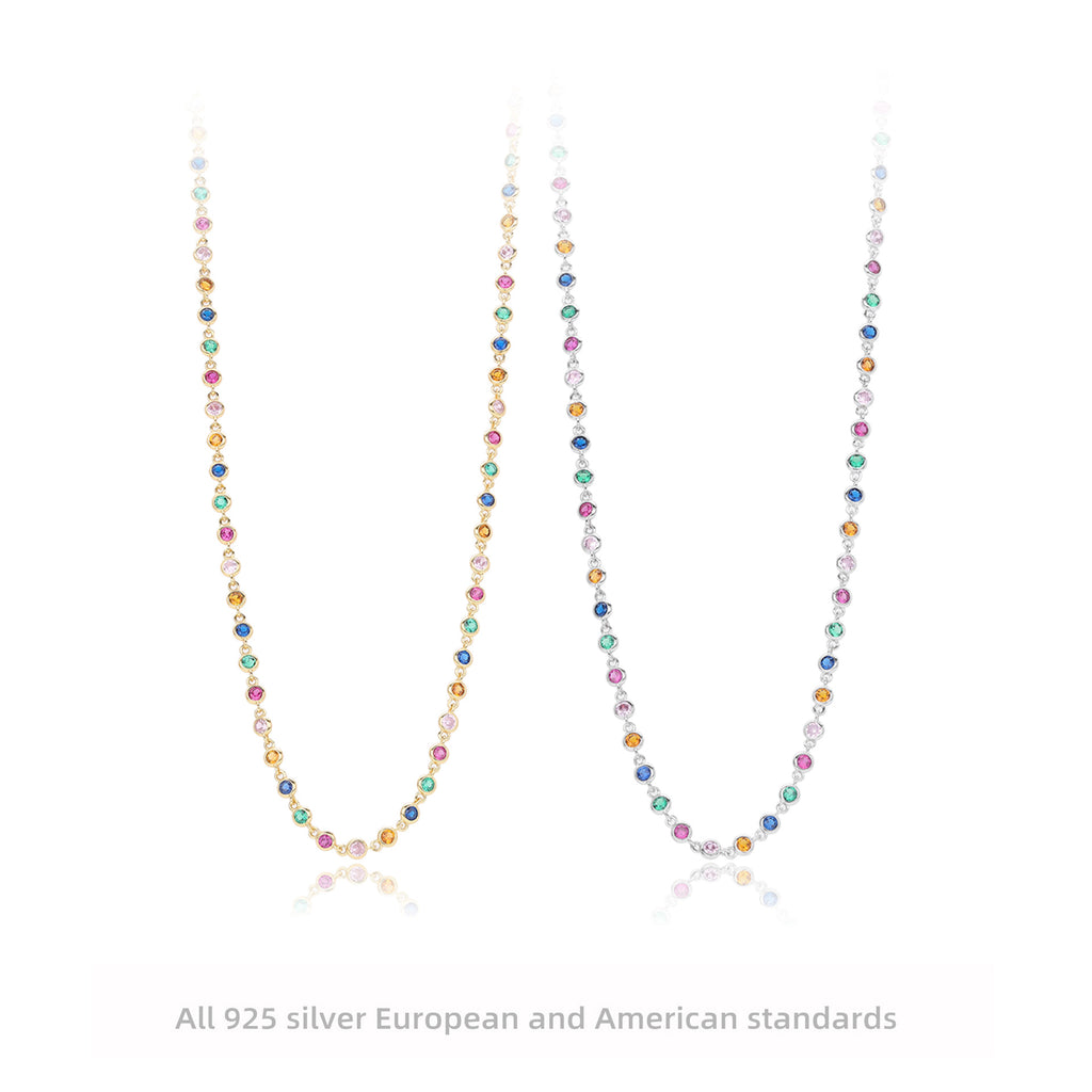 Dopamine Colored Zirconium Necklace in 925 Sterling Silver