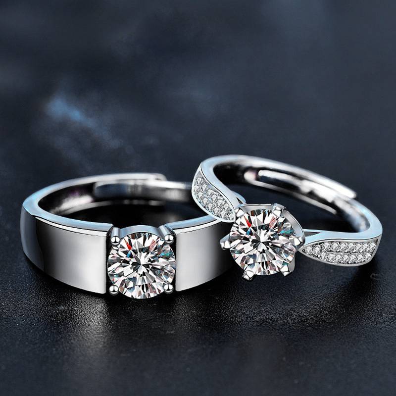 S925 Sterling Silver Moissanite Couple Ring