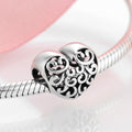 S925 Sterling Silver Hollow Heart Bead Pendant