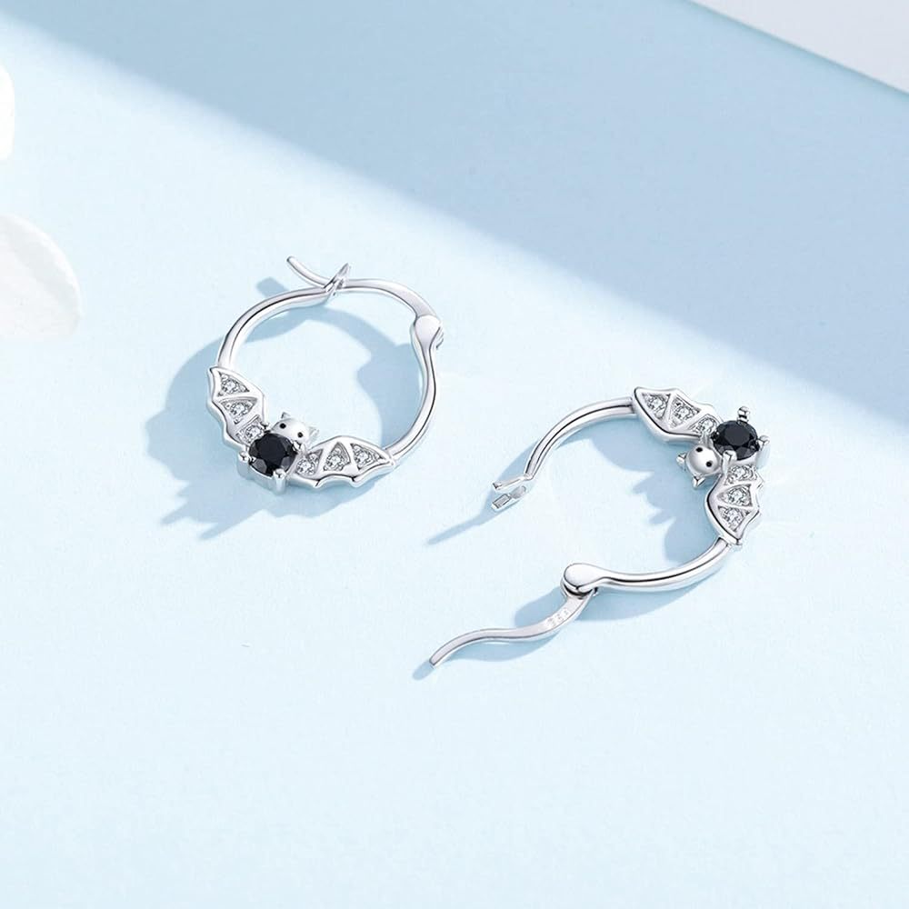 S925 Sterling Silver Halloween Little Bat Earrings