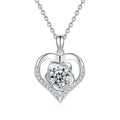 S925 Sterling Silver Rose Moissanite Pendant Loving Heart Necklace