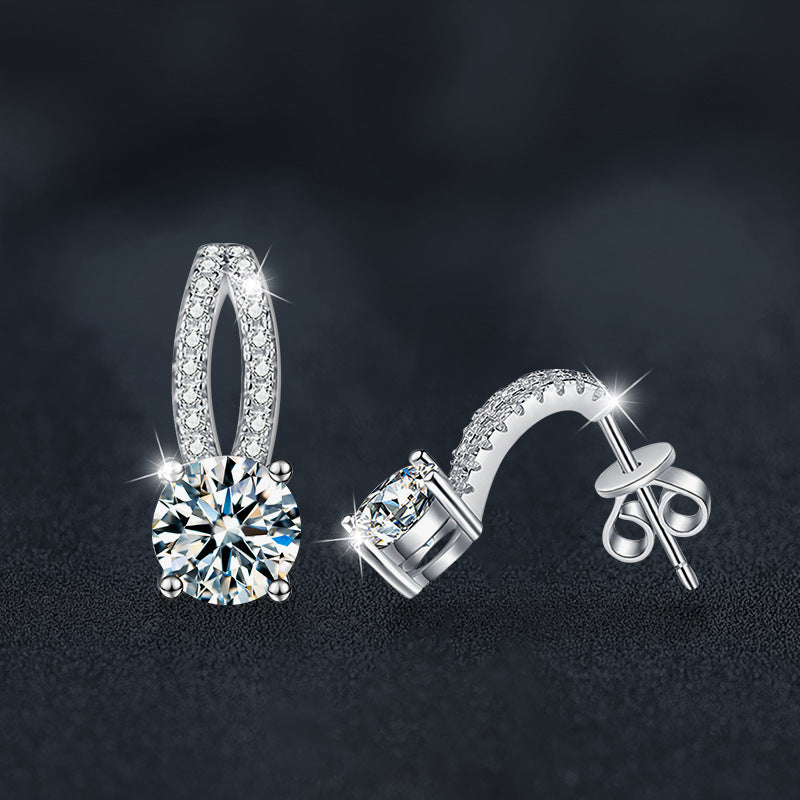 Moissanite Stud Earrings — 925 Sterling Silver, Sophisticated & Minimalist Style, Four-Prong Setting