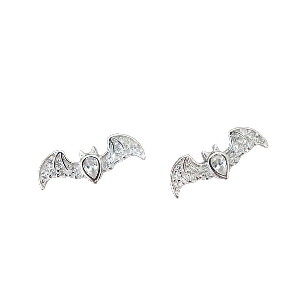 S925 Sterling Silver Halloween Bat Stud Earrings