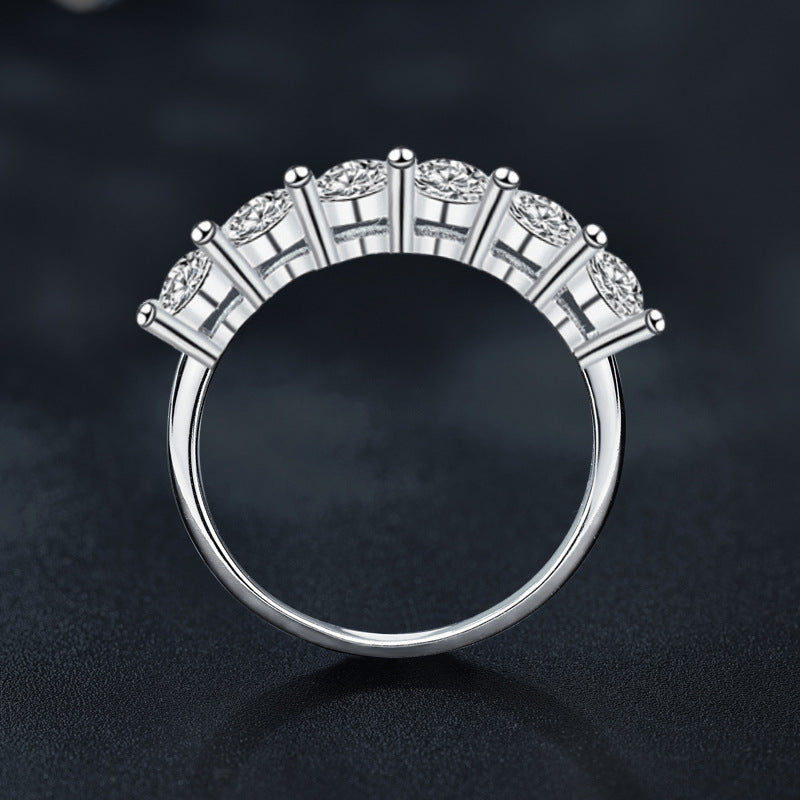 S925 Sterling Silver Six Moissanite Eternity Ring