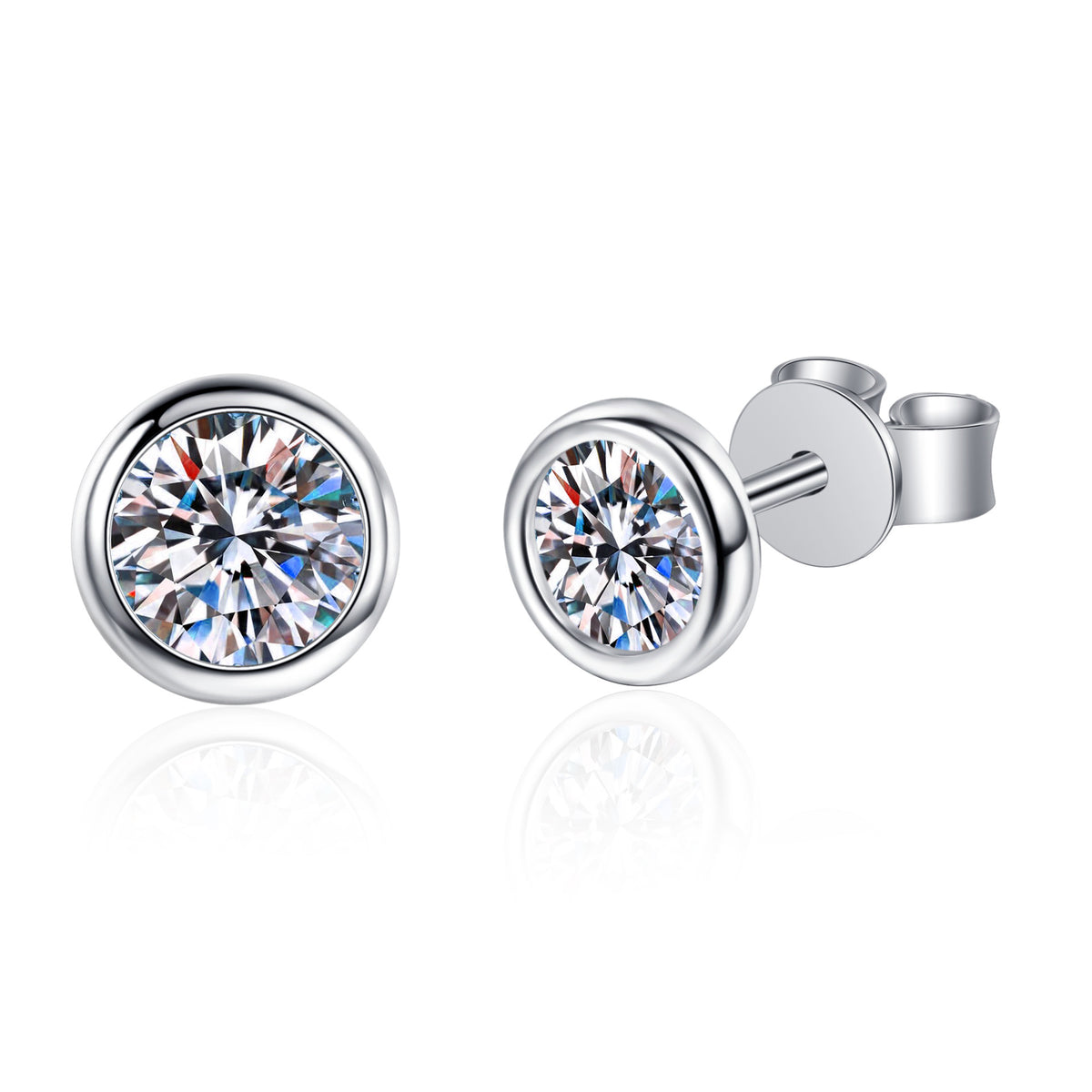 S925 Sterling Silver Moissanite Classic Round Stud Earrings