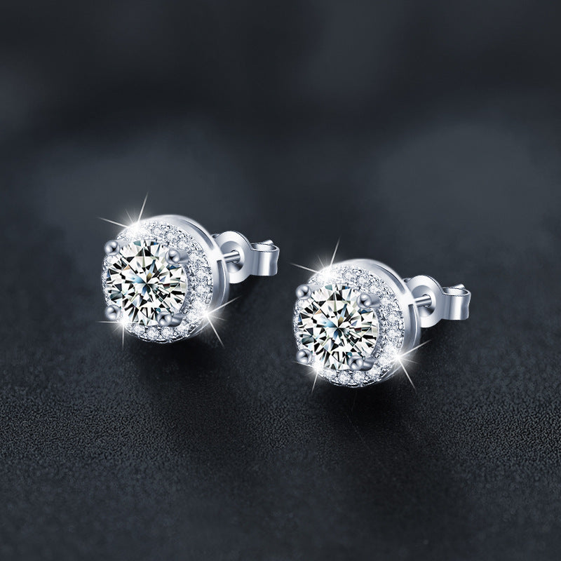 925  silver round moissanite stud earrings