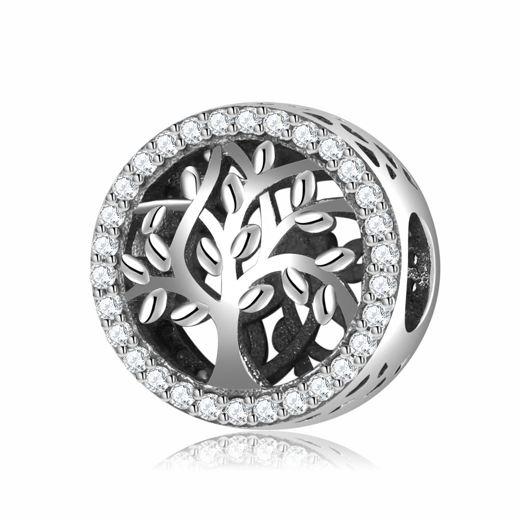 S925 Sterling Silver Tree of Life Pendant with Zircon Trim