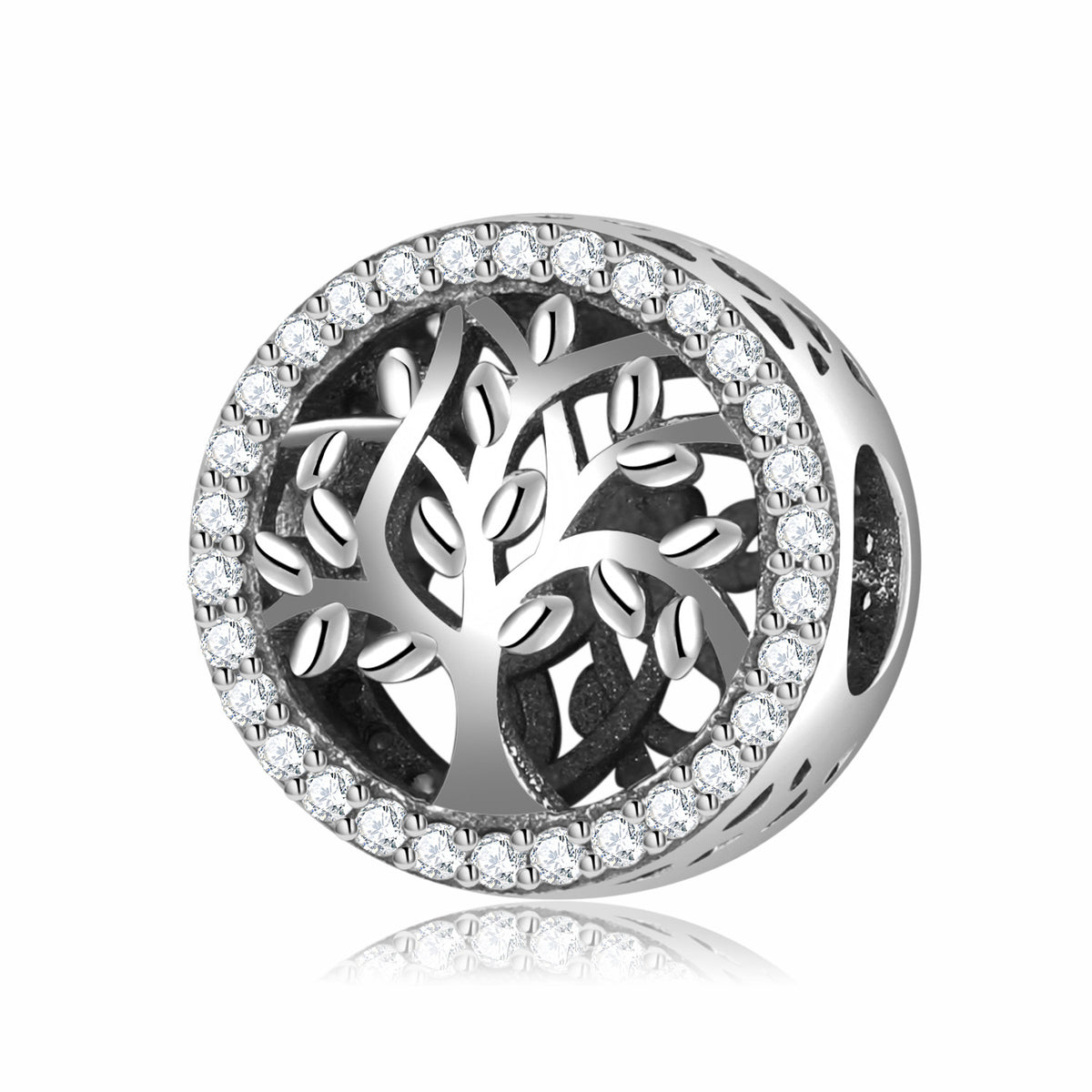 S925 Sterling Silver Tree of Life Pendant with Zircon Trim
