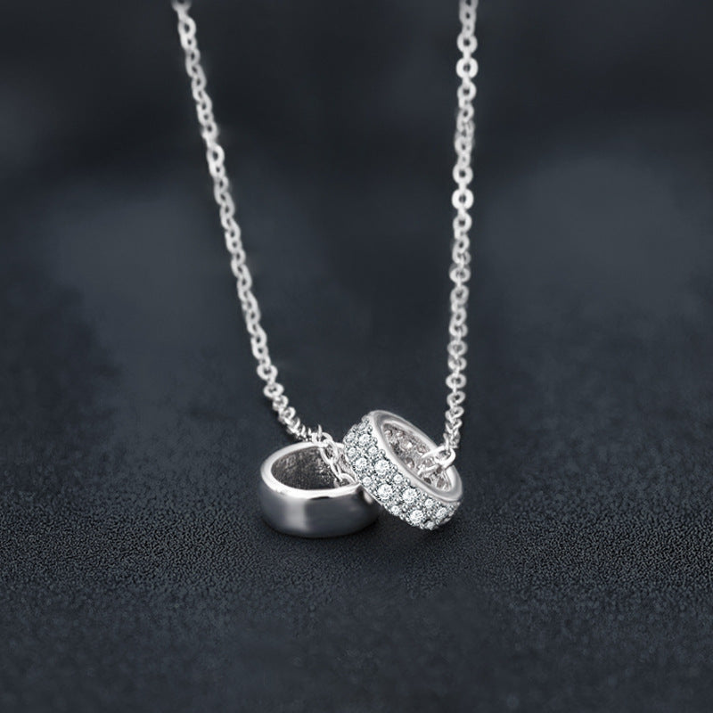 S925 Sterling Silver Moissanite Double Ring Necklace