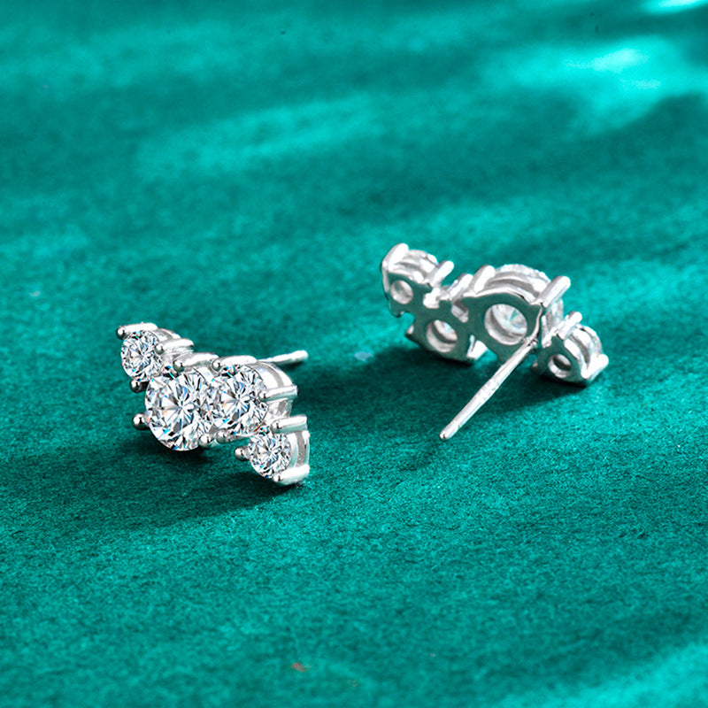 Moissanite 925 sterling silver stud earrings set with full diamonds