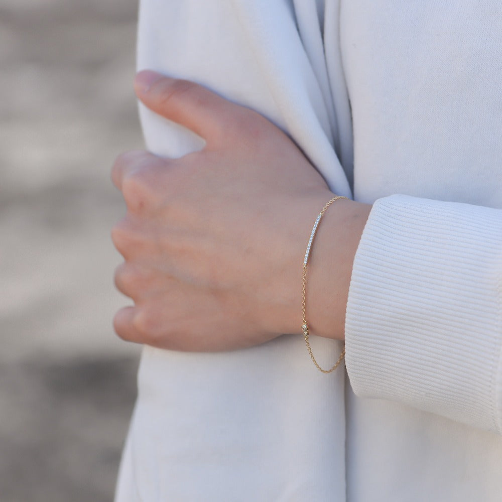 S925 Sterling Silver Simple Zircon Inlaid Bracelet