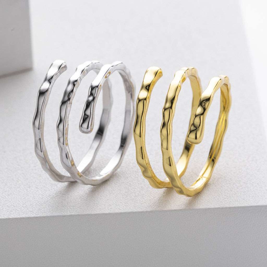 S925 sterling silver ring with multi-layered pleats